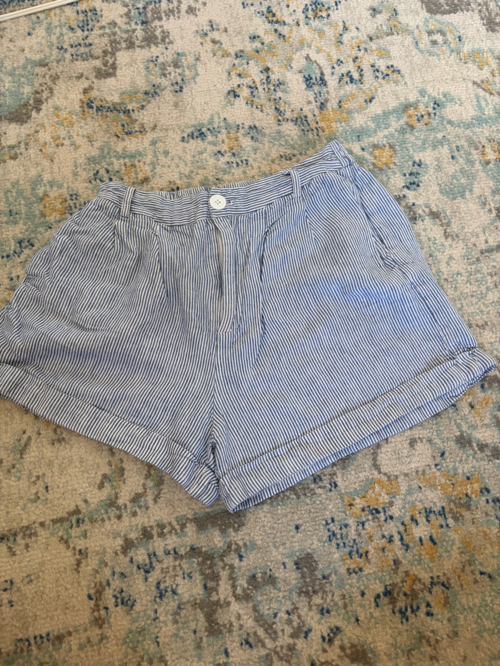 Women's Blue & White Striped Summer Bermuda Shorts